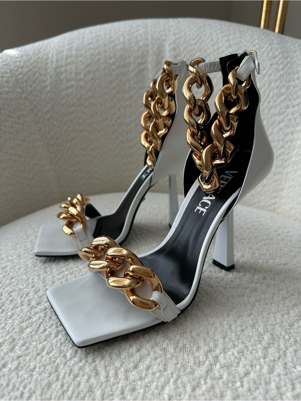 Versace Medusa Chain Strap Heeled Sandals